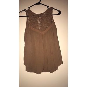 light brown cut out tank top